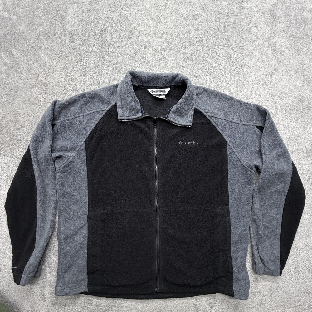 Columbia Sweatshirt Mens XL Black Full Zip Lined Fleece Pockets Interchange